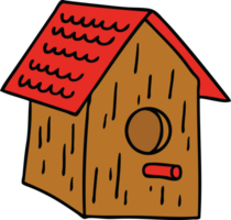 dessin animé doodle d'une maison d'oiseau en bois png