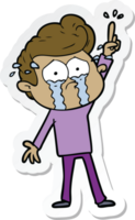 sticker of a cartoon crying man trying to ask a question png