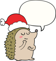 Cartoon-Igel mit Weihnachtsmütze und Sprechblase png