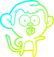 cold gradient line drawing cartoon shocked monkey png