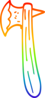 desenho de linha de gradiente de arco-íris machado velho dos desenhos animados png