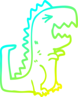 dibujo de línea de gradiente frío dibujos animados rugiendo t rex png