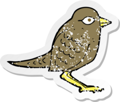 retro nödställd klistermärke av en tecknad trädgårdsfågel png