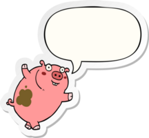 funny cartoon pig and speech bubble sticker png