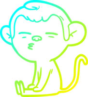 cold gradient line drawing cartoon suspicious monkey png