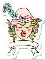 singing elf bard character face with banner illustration png