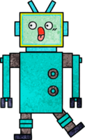 retro grunge texture cartoon robot png