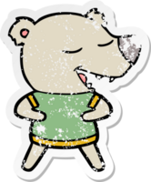 distressed sticker of a cartoon bear png