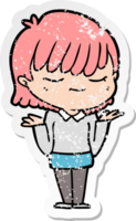 distressed sticker of a cartoon woman png