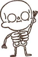 Waving Skeleton Charcoal Drawing png