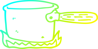 cold gradient line drawing cartoon cooking pan png