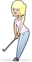 cartoon woman playing golf png