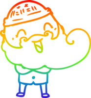 Regenbogengradientenlinie zeichnet glücklichen bärtigen Mann png