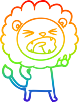 rainbow gradient line drawing cartoon lion png