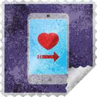 dating app Aan cel telefoon grafisch PNG illustratie plein sticker postzegel