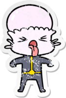 distressed sticker of a disgusted cartoon alien png