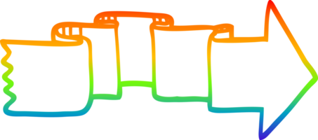 seta de banner de desenho de linha de gradiente de arco-íris png