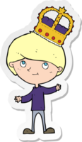 adesivo di una persona dei cartoni animati che indossa la corona png