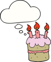 cartoon birthday cake and thought bubble png