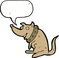tekenfilm gelukkig hond in groot halsband met toespraak bubbel png