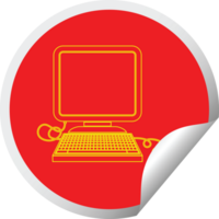 computer with mouse circular peeling sticker png