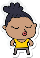 sticker of a cartoon calm woman png