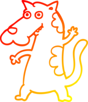 cão de desenho animado de desenho de linha de gradiente quente png