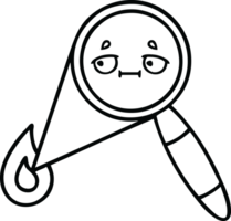 line drawing cartoon magnifying glass png