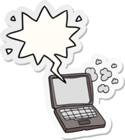 cartoon laptop computer and speech bubble sticker png