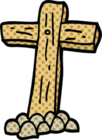 cruz de madeira dos desenhos animados estilo quadrinhos png