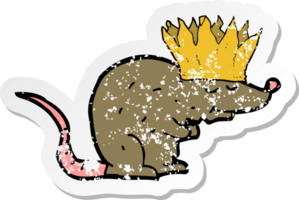 retro distressed sticker of a king rat cartoon png