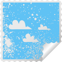 distressed square peeling sticker symbol cloud png