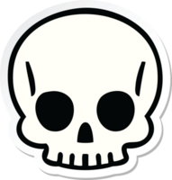 sticker of a quirky hand drawn cartoon skull png