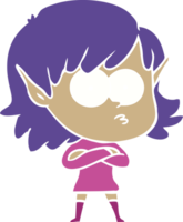 menina elfa dos desenhos animados de estilo de cor plana olhando png