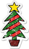 distressed sticker of a cute cartoon christmas tree png