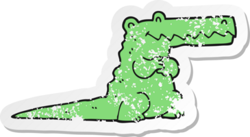 distressed sticker of a cartoon crocodile png