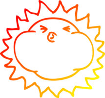 warm gradient line drawing cartoon shining sun png