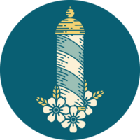 tattoo style icon of a barbers pole png