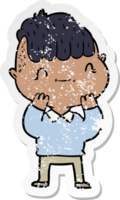 distressed sticker of a cartoon friendly boy png