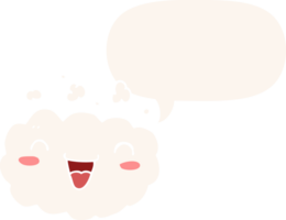 nuage de dessin animé heureux et bulle de dialogue dans un style rétro png