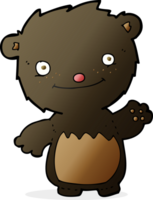 cartoon waving black bear cub png