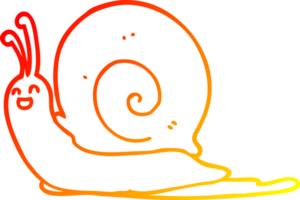 ligne de gradient chaud dessinant un escargot de dessin animé png