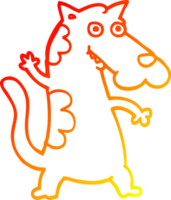 warm gradient line drawing cartoon dog waving png