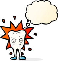 cartoon happy tooth with thought bubble png