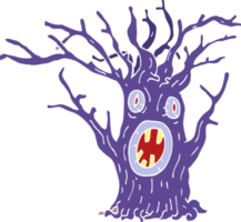 cartoon doodle spooky tree png