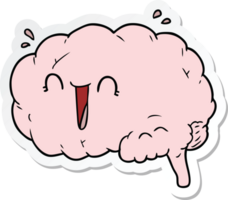 sticker of a cartoon brain laughing png