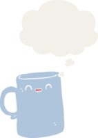 cartoon mug and thought bubble in retro style png