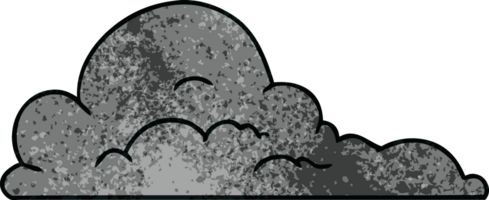 doodle dessin animé texturé de gros nuages blancs png