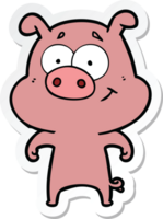 klistermärke av en glad tecknad gris png
