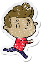 distressed sticker of a running cartoon man png